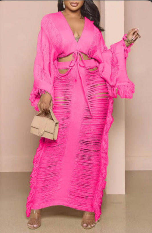 Frenulum V Neck Long Sleeve 2pc