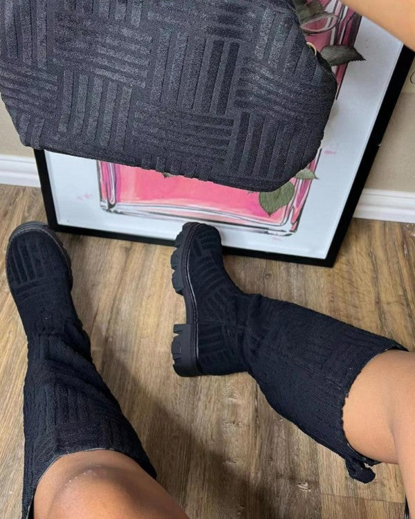 Fuzzy Calf High Boots