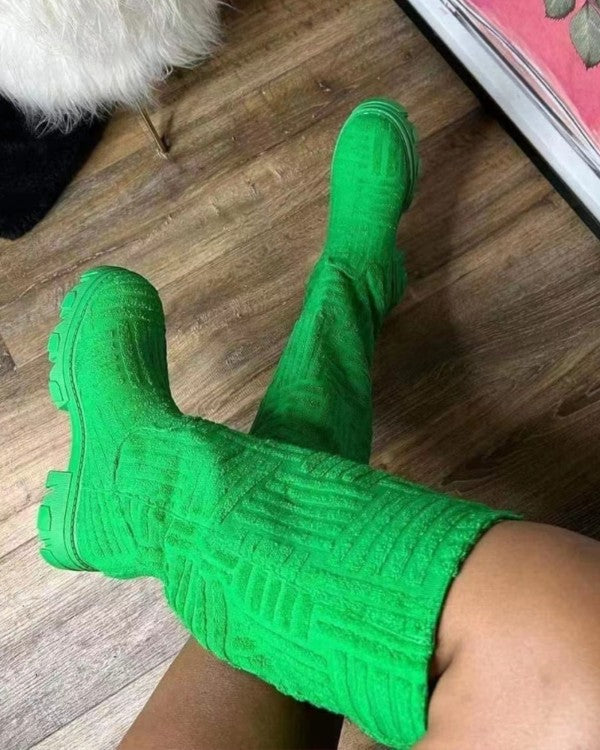 Fuzzy Calf High Boots