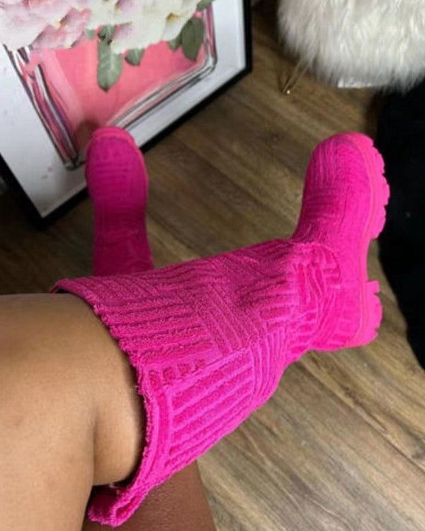 Fuzzy Calf High Boots