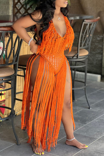 Sexy Tassel Backless Cover Up